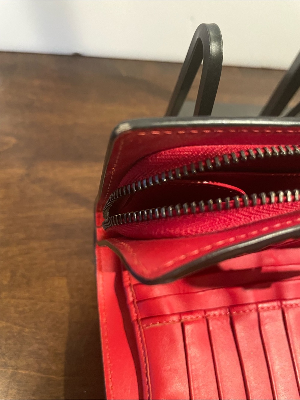 Christian Louboutin Paloma Black & Red Leather Wallet with Red Accent - Picture 9 of 11